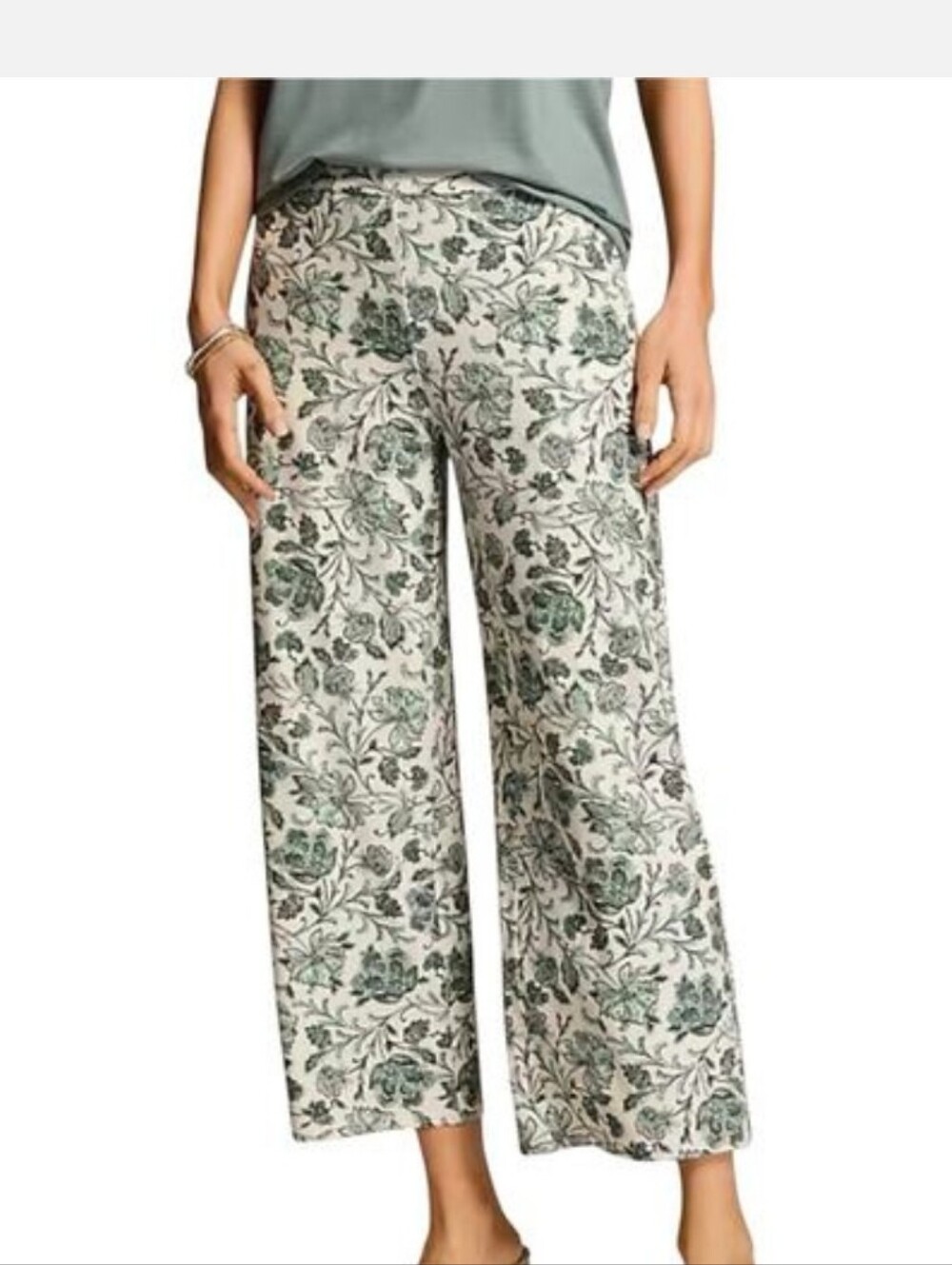 J Jill Wearever Floral Print Crop Pull On Pants